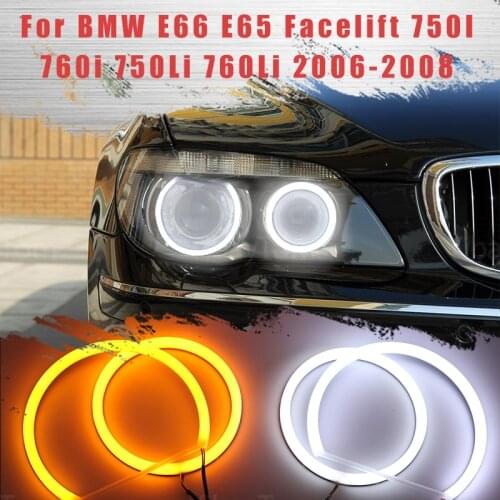 LED SMD Cotton Light Switchback Angel Eye Halo Ring DRL Kit for BMW E66 E65 Facelift 750I 760i 750Li 760Li 2006 2007 2008