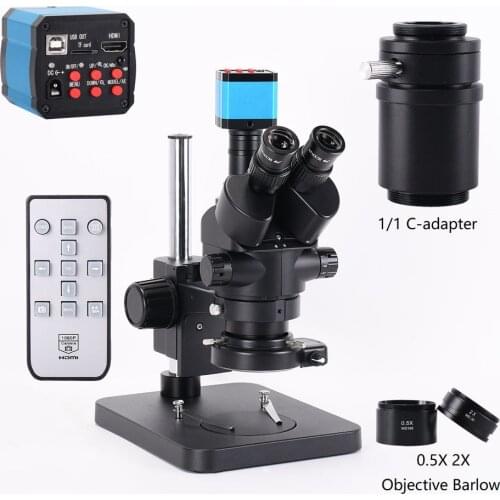 3.5X-90X Trinocular Microscope Stereo Microscope Kit 14MP HDMI USB Microscope Camera with 144 LED Light and Stand for PCB Repair