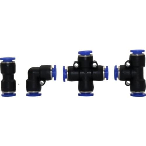 10Pcs 8mm Slip Lock Quick Tees Straight Elbow Cross Connectors Plastic Butt Joint Mist Cooling Fogger Pneumatic Pipe Accessories