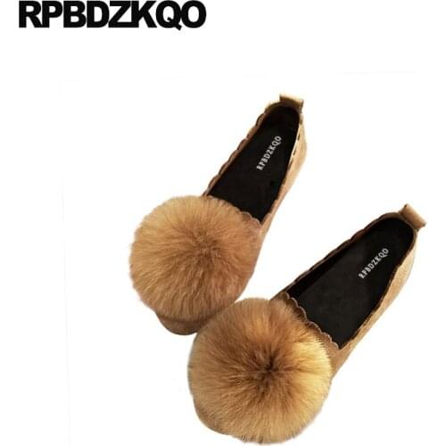 Comfortable slip on rabbit designer suede maternity cheap shoes china fur ladies round toe women chic flats latest 2018 chinese