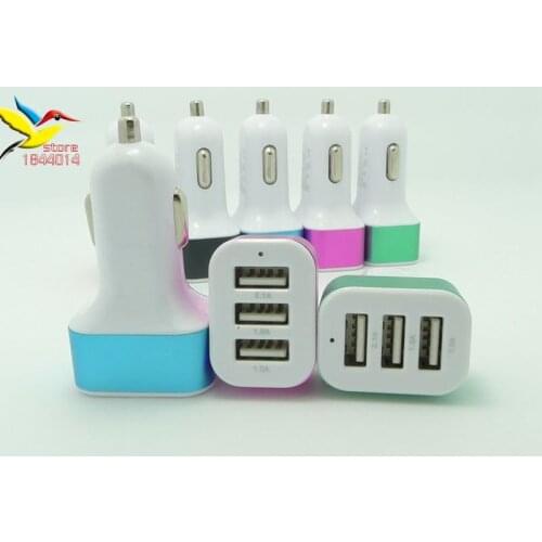 Universal metal 4.1A 12V 3usb 3 USB Port Travel Car Charger Adapter For iPhone 7 6 5 Samsung s6 s7 Note 4 Smart Phone 100pcs/lot