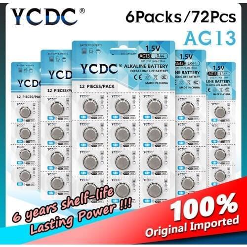 YCDC AG13 Electronic equipment button battery LR44 SR44 SR47 SG13 AG 13 1.55V watch laser pen PDA alkaline battery Wholesale