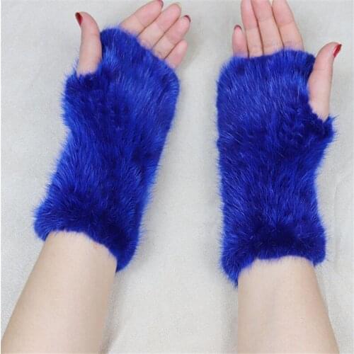 2019 Winter Mink Fur Gloves Ladies Leather Fur Gloves New Fashion Elastic Pure Gloves Knit Women Go Out Warm Gloves