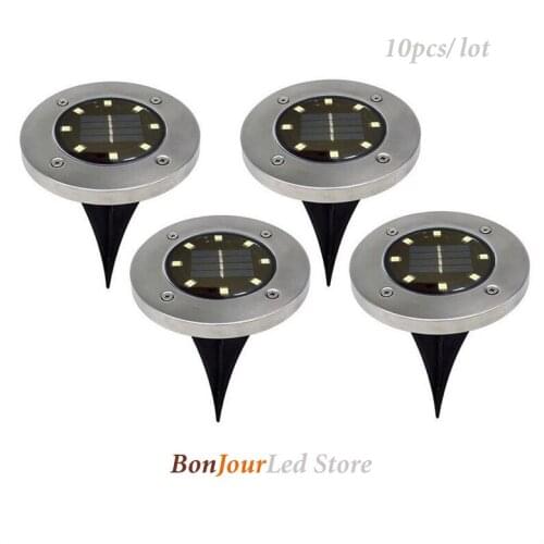 10pcs/lot Free Shipping Solar Path Light 8 LED Solar Power Buried Light Ground Lamp Outdoor Pathway Garden Deck Underground Lamp