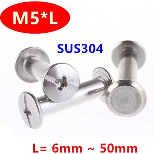 10pcs Stainless steel Chicago screw bolt book binding post screws M4 inner thread OD5mm M5*6/8/10/12/15/20/25/30mm