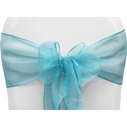 100Pcs Turqoise Organza Chair Sashes Bow For Wedding/Party Banquet Chairs Decoration Bridal Party Sashes Free Shipping