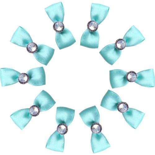 100Pieces/Bag Handmade Ribbon Bow With Rhinestone Silk Butterfly Flower Hand DIY Wedding Hair Cloth Accessories Materials