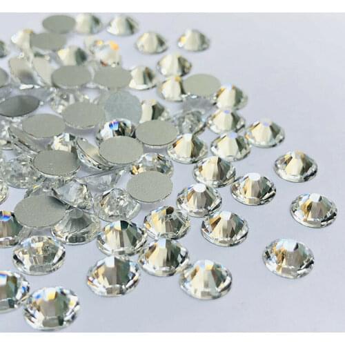1440/288/144P SS2-SS50 Glitter White Clear Rhinestone Crystal Flat back 3D Nail Art Decoration Crafts wedding Dress Garments Diy