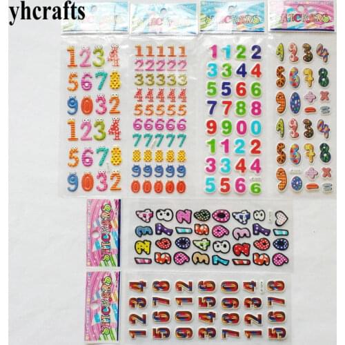 6 sheets(194PCS stickers) / LOT.Removable 0-9 numbers pvc sponge stickers Promotional gifts Teach your own Self learning diy toy
