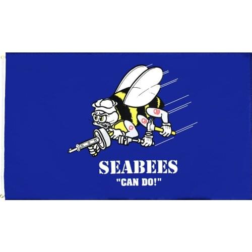 90x150cm Seabees Sea Bees Blue Navy Flag For Decoration