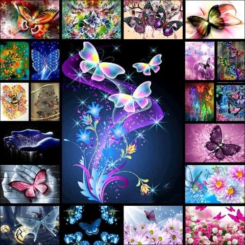 Round Drill 5D DIY Diamond Painting "Flower & butterfly" 3D Embroidery Cross Stitch Mosaic Home Decor Diamond embroidery