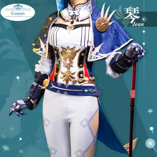 Anime! Genshin Impact Jean Mondstadt Game Suit Colonel Knight Elegant Uniform Cosplay Costume Halloween Party Outfit Women NEW