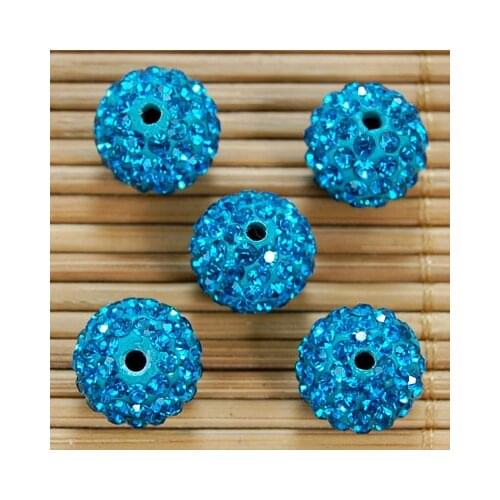 Free Shipping! 50pcs/Lot,Good Quality 10mm Blue Zircon Clay Beads Diy jewellery