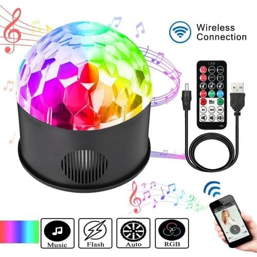 Bluetooth Speaker Disco Party Lights 9 Colors 9W Magic Ball Projector Stage Lights USB 5V Strobe Light for Xmas Wedding Show