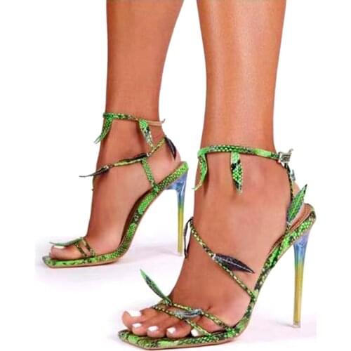 TELOTUNY women shoes Free shipping Ladies Summer Peep Toe Sandals Sexy Tie-dye Serpentine Buckle Strap Thin High Heels Shoes