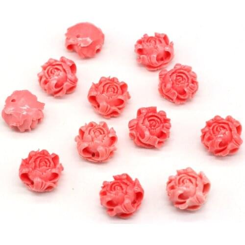 10 Pcs Natural Coral Beads Rose Shape Pink Coral Loose Beads Necklace Accessories Coral Charms for Jewelry Making Bracelet