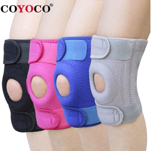 COYOCO Bicycle Silica Gel Sports Knee Protector Pads 1 Pcs Breathable Hiking Running Basketball Knee Support with 4 Springs U