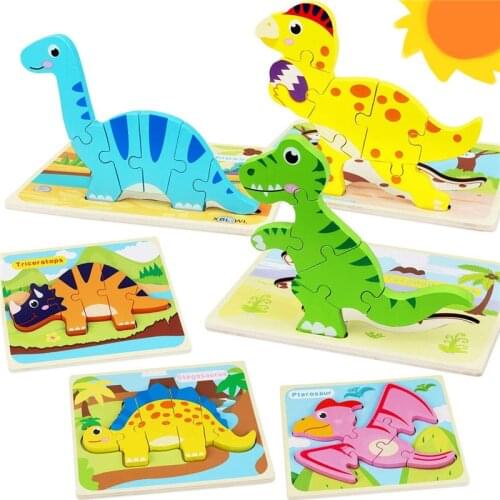 Dinosaur 3D Wooden Puzzle Montessori Child Puzzle Educational Wooden Toys Puzzle Game Montessori Toys Jigsaw Puzzles For Kids