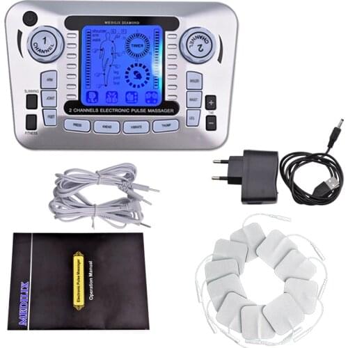 Electric EMS Tens Acupuncture Body Massager Digital Therapy Machine 10 Pads For Back Neck Foot Leg health Care tens machine tool