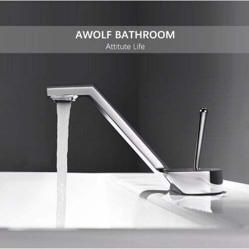 Chrome Polishing Solid Brass Bathroom Basin Sink Faucet Matt Black Deck Mounted Hot And Cold Mixer Water Tap Single Hole ML8114