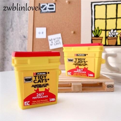 Cat cats tidy bucket litter silicone soft cover for airpods 1 2 pro protective cover wireless bluetooth headset box cover