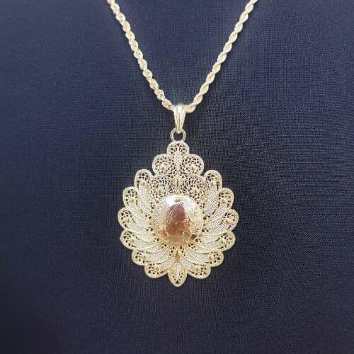 Arabian palm Leaf pendant, zinc alloy coin necklace Arab lady wedding party necklace