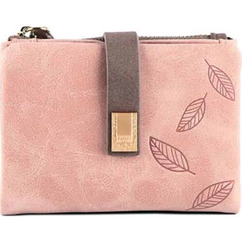 Engraved Leaves Small Wallet Women Wristlet Brand Women Purse Soft Pu Leather Ladies Wallet Card Holder Mini Girl Purse Clutch