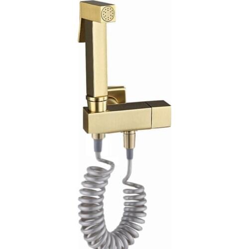 Brushed gold Bidet Faucet bathroom bidet toilet cold water phone hose shower clean shower portable bidet gun sprayer BG90