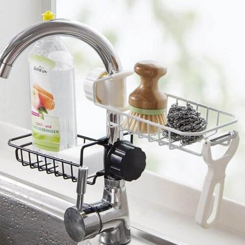 Metal Faucet Clip Storage Rack Detachable Kitchen Bathroom Hanging Holder Sponge Soap Storage Organizer kitchen Accessories