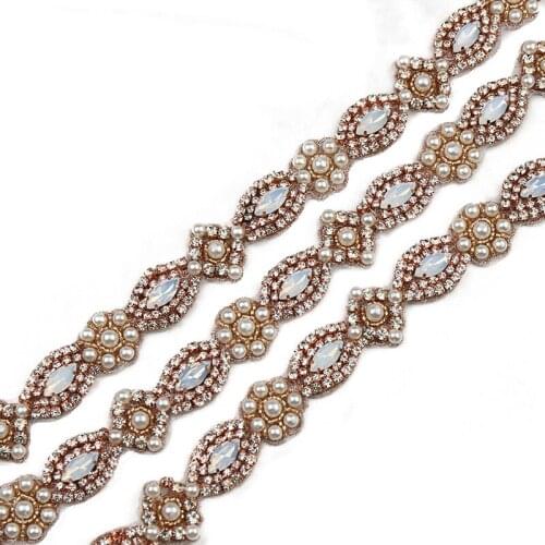 Lovely Delicate Rose Gold Rhinestone Trimming For Brides Blet WRA-1043