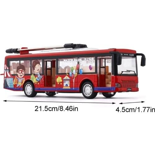 Alloy Casing Voice Broadcast Tram Open Door Cool Lights Rear Wheels Pull Back Bus Model Toy Children Birthday Gift