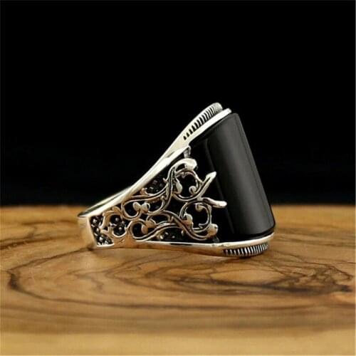 Fashion Men Women 925 Silver Ring Jewelry Black Sapphire Dripping Wedding Ring