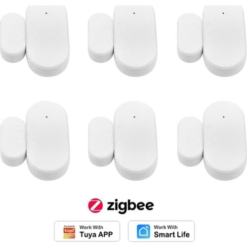 1-8PCS ZigBee Smart Door Window Sensor for Smart Life Tuya Remote Control Anti-Theft Security Work with Alexa Google Home Hub