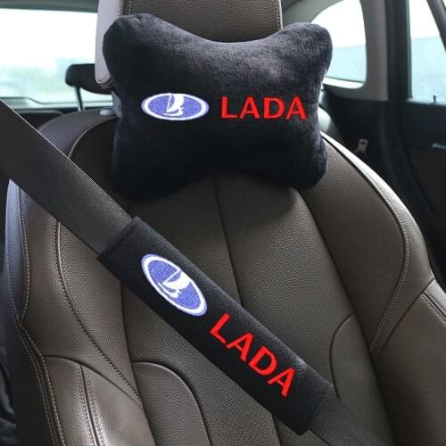 A Set of Car Neck Pillows and Auto Seat Belt Cover Comfort Rest Travel Cushion for LADA VESTA niva kalina priora granta largus