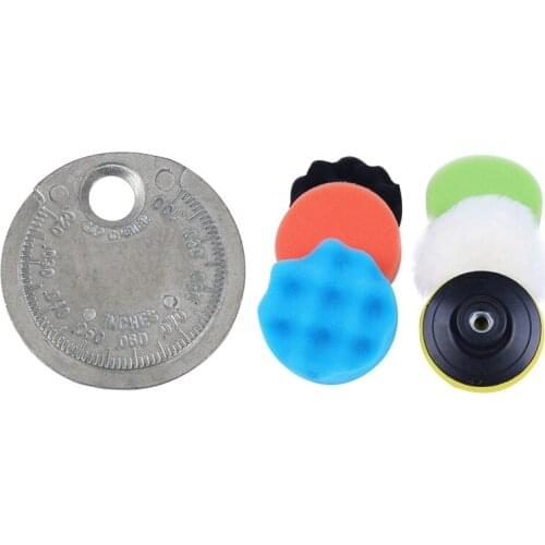 6Pcs 3Inch Sponge Polishing Waxing Buffing Pads Kit & 1 Pcs Spark-Plug Space Gauge Tool 0.6-2.4mm Range Spark-Plug Gauge