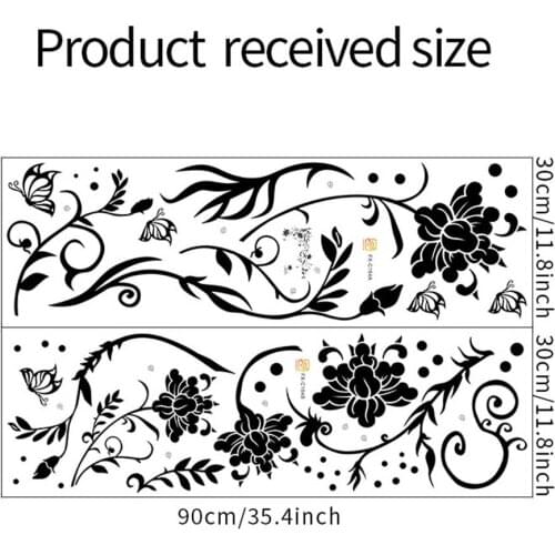 A Set Of Wall Stickers Flower Vine Removable Black Butterfly Wall Stickers Wall Decals Art Decor High Quality