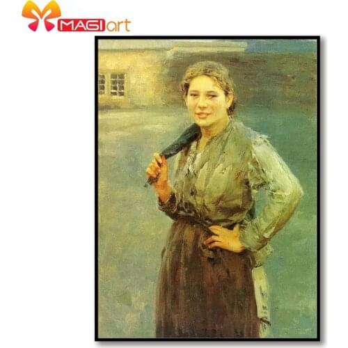 Cross stitch kits Embroidery needlework sets 11CT water soluble canvas patterns 14CT Full portrait Beauty girl -NCMP106