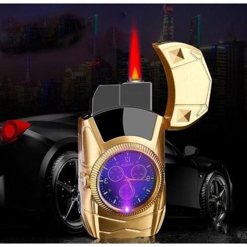 Unusual Lighters Car Shape Watch Gas Lighters Butane Jet Torch /Turbo Lighter Metal Gadgets for Men Smoking Accessories