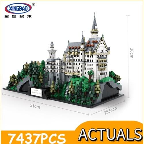New City Expert Creator Architecture Neuschwanstein Castle Germany Swan Stone Castle Model Building Blocks Bricks Toys Kids Gift