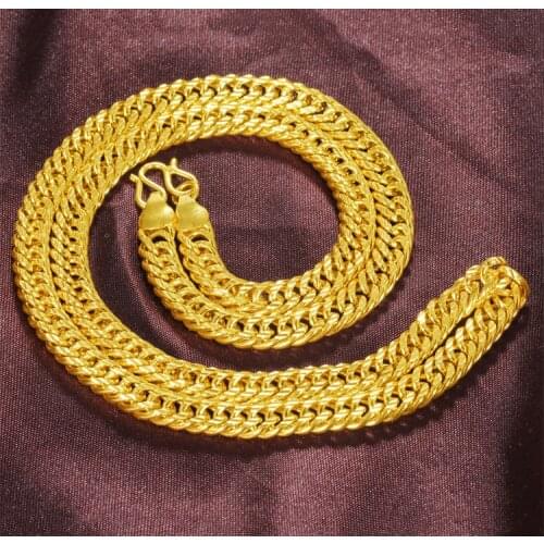 Hip Hop Jewelry 8MM Men Necklace Solid Filled Link Chain Punk Statement Necklace Gold Chain Long Necklace Rapper Chain Jewelry