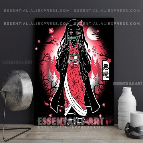 Nezuko Kamado Demon Slayer Kimetsu no Yaiba Anime Poster Canvas Wall Art Painting Decor Pictures Bedroom Home Decoration Prints