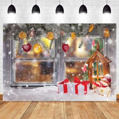 Yeele Christmas Backdrop Photocall Window Glitter Snowmen Baby Portrait Decor Photography Background Photo Studio Photographic