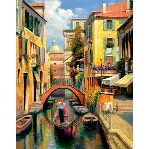 Sunday in Venice Cross Stitch Kits Scenery Color 14CT Unprinted For DIY Embroidered Handmade Arts Set Wall Home Decor