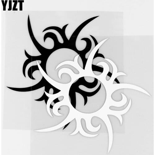YJZT 13.1×13CM Tribal Hollow Sun Vinyl Decal Car Sticker Window Decoration Black / Silver 10A-0565
