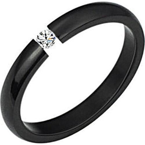 MANGOSKY 4MM Cubiz Zircon CZ Titanium Steel Ring for Women