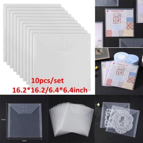 10pcs/set 6.4*6.4 inch Storage Pockets Transparent Plastic Folder Bags Storing Scrapbook Paper Stamps Embossing Cutting Dies