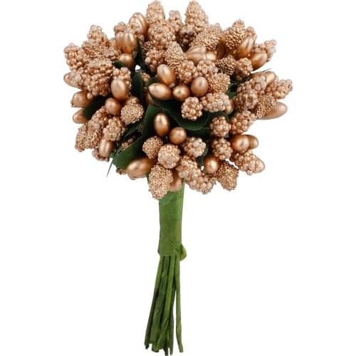 144 pcs/bag Artificial Flowers DIY Wedding Candy Box Packing Accessories Multicolor Berry Flower Stamens Christmas Garland Decor