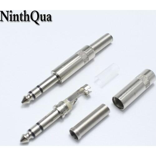 2pcs 6.35mm 3 Pole Male Stereo Plug 6.5mm Audio Plug jack Connector 6.5 Amplifier Microphone Plugs