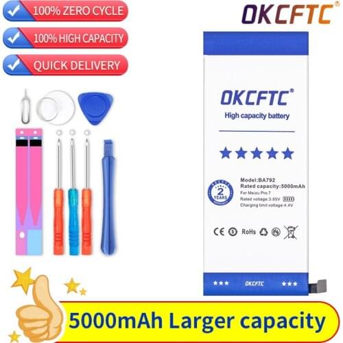 OKCFTC 100% NEW Original for Meizu Pro 7 Battery M792Q M792C M792H BA791 BA792 5000mAh Battery + Gift Tools