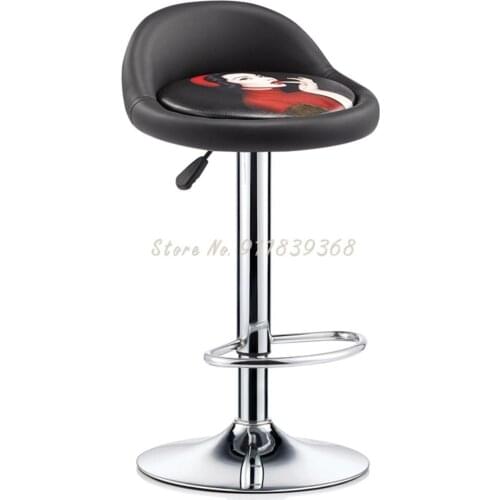Bar Chair Lift Back Bar Chair Household Modern Simple Chair Rotary Beauty Salon Round Stool High Stool